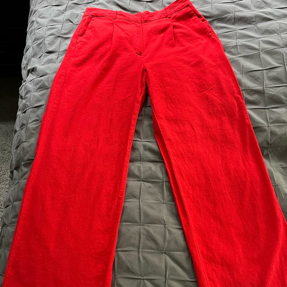 Old Navy Taylor Wide Leg Linen Trouser - Red (M)